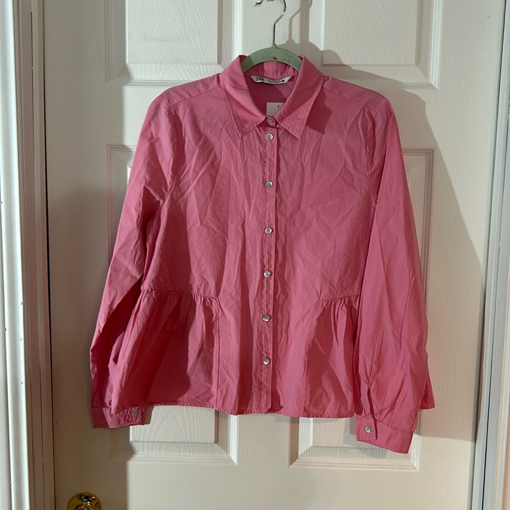 NWT Zara long sleeve Peplum blouse size Medium